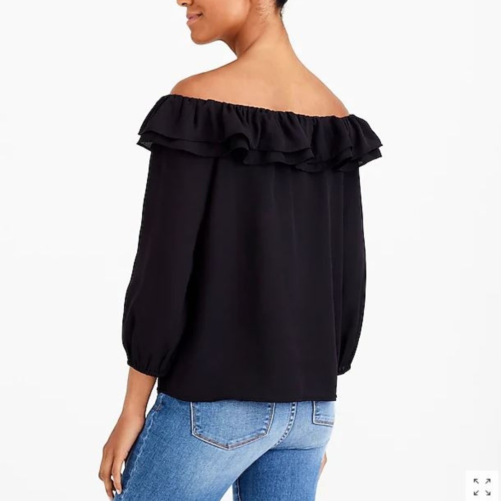 J. Crew~Mercantile Black Ruffle Blouse 🖤